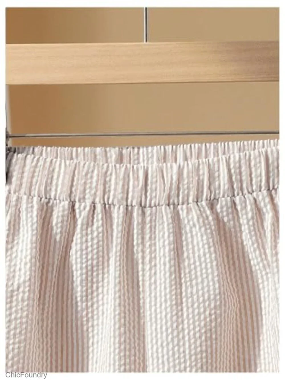 Striped Cuffed Sleeve Shirt & Wide Leg Pants Set, Summer Casual 2-Piece